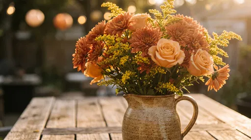 Autumn Bouquet in Stoneware Pitcher