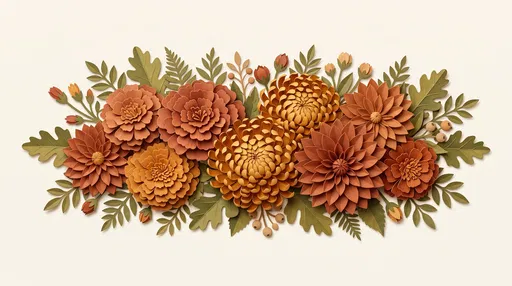 Autumn Paper Craft Floral Cluster Illustration