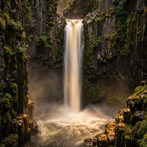 Golden Hour Waterfall in Basalt Canyon