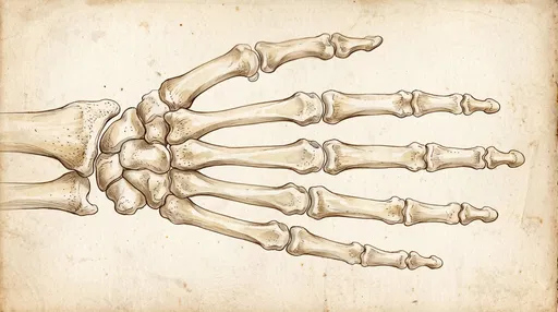 Vintage Anatomical Hand Skeleton Watercolor Illustration