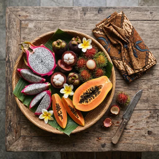 Tropical Balinese Fruits on Rattan Tray