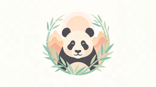 Minimalist Pastel Panda and Bamboo Illustration