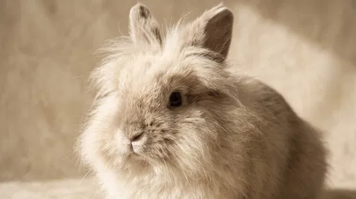 Fluffy Cream Lionhead Bunny Studio Portrait