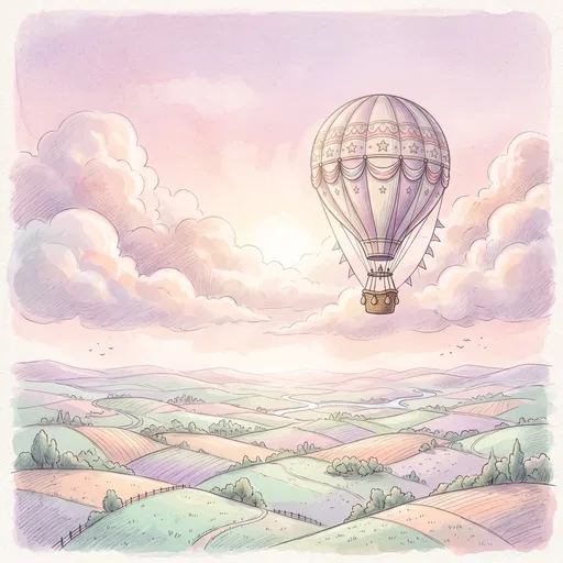 Pastel Watercolor Hot Air Balloon Illustration