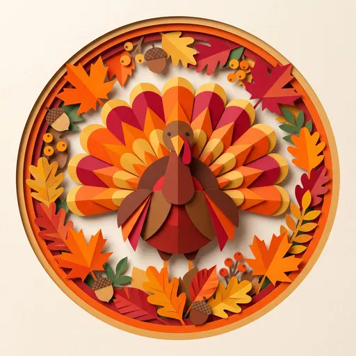 Paper Cut Thanksgiving Turkey Emblem