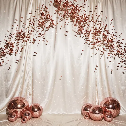 Rose Gold Disco Balls and Confetti Backdrop