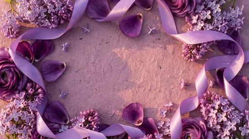 Purple Lilac and Ribbon Floral Frame