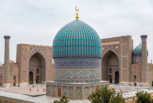 Turquoise Tiled Madrasa Dome Central Asia