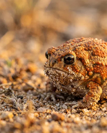 Close-Up of Orange Toad on Sand