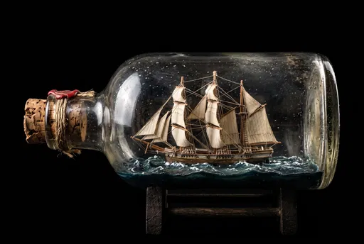 Antique Ship in a Bottle Studio Shot