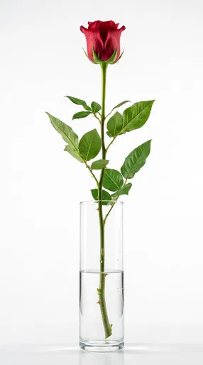 Single Red Rose in Glass Vase