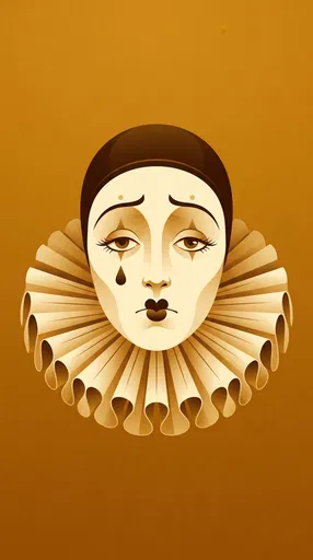 Vintage Sepia Pierrot Clown Face Illustration