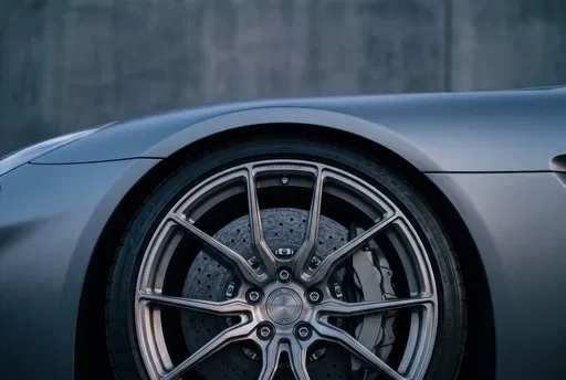 Close-Up of Grey Supercar Wheel