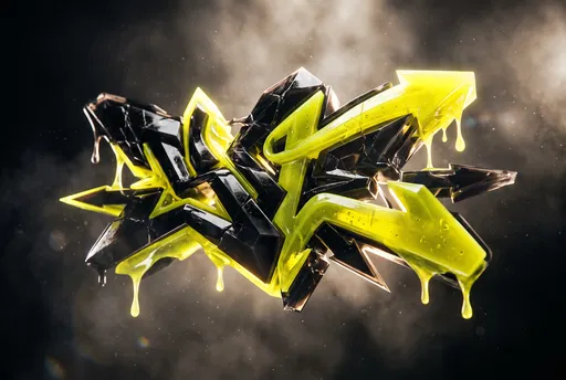 3D Black and Yellow Graffiti Sculpture