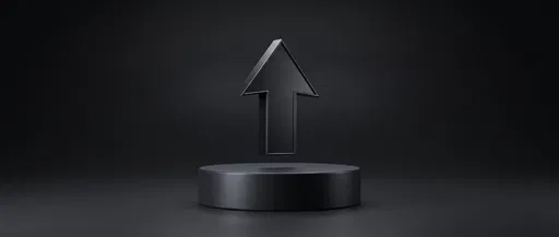 Black 3D Upward Arrow on Pedestal