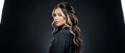 Woman With Blonde Highlighted Wavy Hair