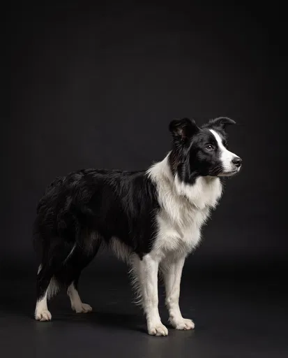 Border Collie Studio Portrait on Black