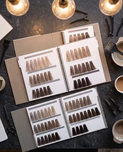 Hair Color Swatch Books Flat Lay