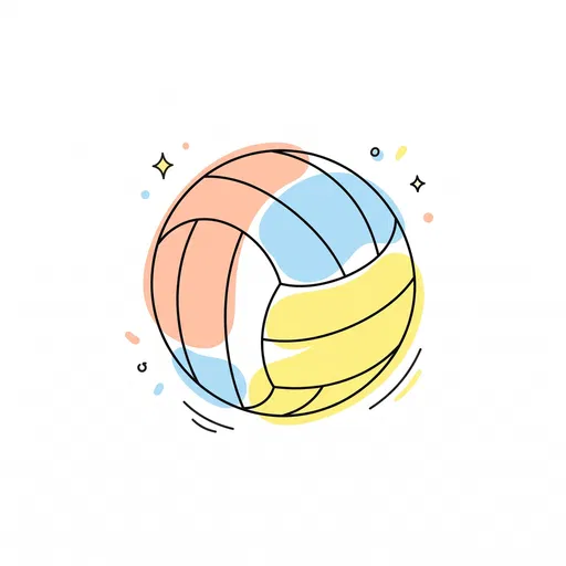 Minimalist Pastel Volleyball Doodle Illustration