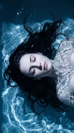 Woman Floating Peacefully in Blue Water
