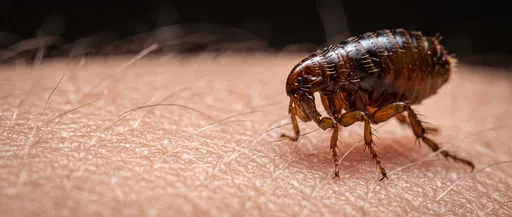 Macro Close Up of Flea on Skin
