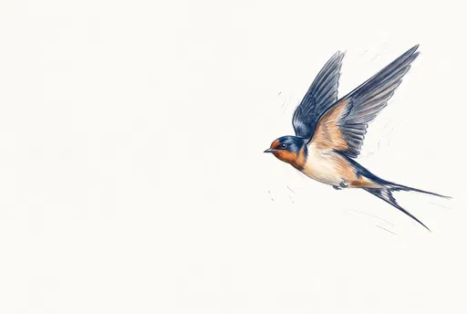 Colored Pencil Sketch of Flying Barn Swallow