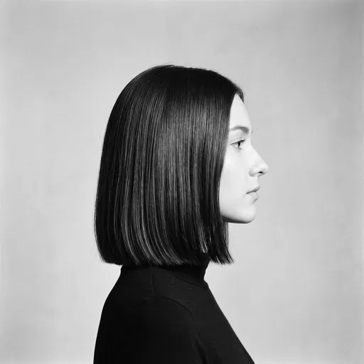 Monochrome Side Profile of Woman with Bob