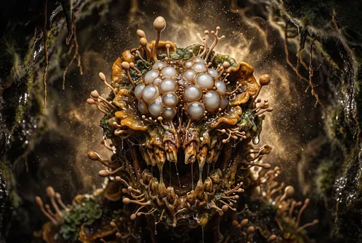 Creepy Fungal Monster in Dark Cavern