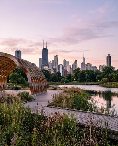 Chicago Skyline from Lincoln Park Boardwalk