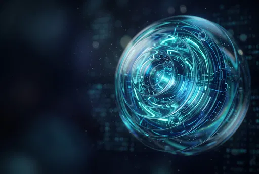 Glowing Cyan Glassmorphic AI Core