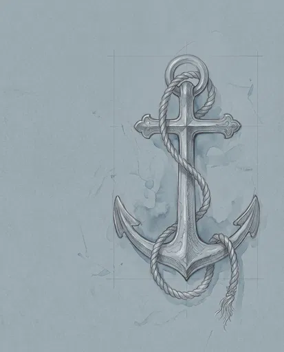 Silverpoint Sketch of Mariner Anchor Cross