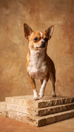 Chihuahua Standing on Stone Pedestal