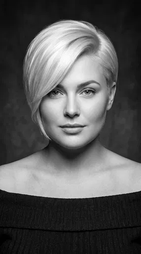 Monochrome Portrait of Woman with Pixie Cut