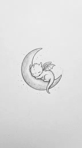 Pencil Sketch of Sleeping Baby Dragon