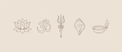 Minimal Linear Hindu Spiritual Icons Set