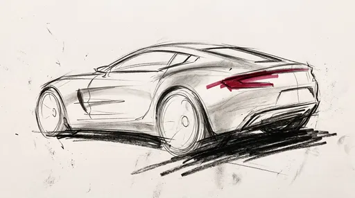 Charcoal Concept Sketch of Sports Coupe