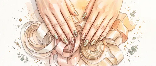 Watercolor Illustration of Festive Manicured Hands