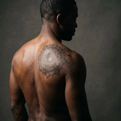Man With Mandala Back Tattoo