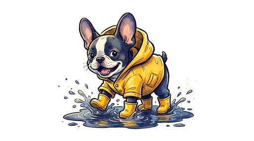 French Bulldog Puppy in Yellow Raincoat