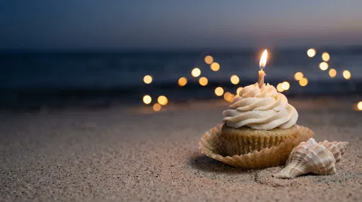 Birthday Cupcake on Twilight Beach