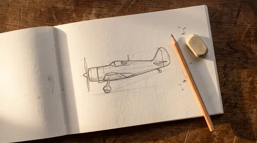 Pencil Sketch of Vintage Propeller Airplane