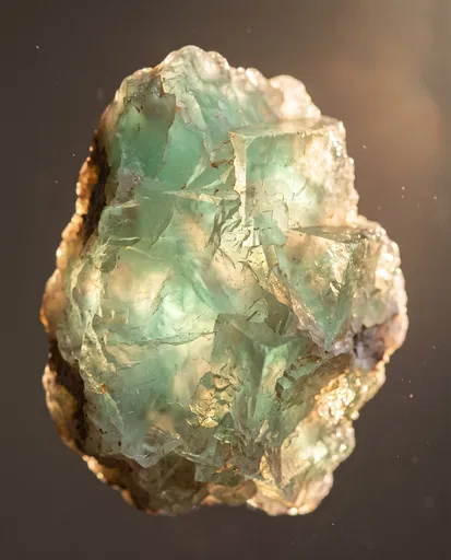 Backlit Mint Green Fluorite Crystal Specimen