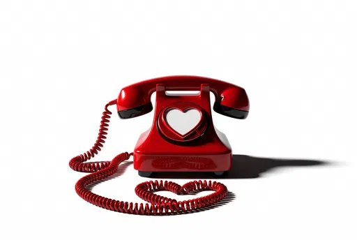Red Retro Telephone With Heart Cord