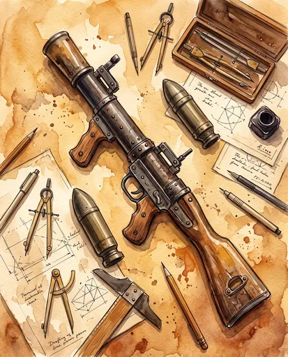 Watercolor Vintage Launcher and Drafting Tools