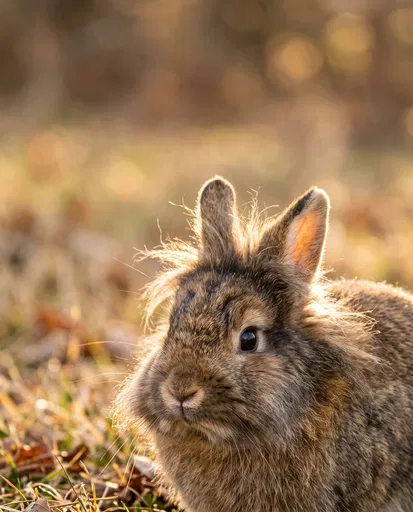Golden Hour Portrait of Lionhead Rabbit