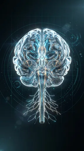 Glowing Translucent Glass Brain and Nerves