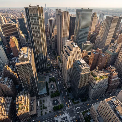 Aerial View of Midtown Manhattan Skyscrapers
