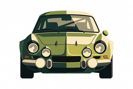 Vintage Green Rally Car Vector Illustration