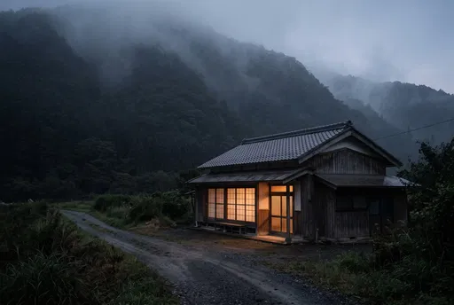 Traditional Japanese House on Misty Mountain Road