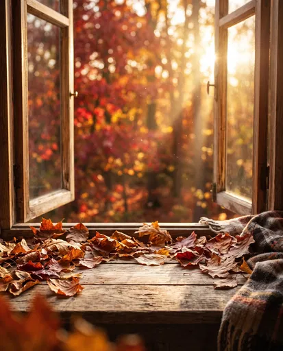 Cozy Autumn Windowsill Product Background